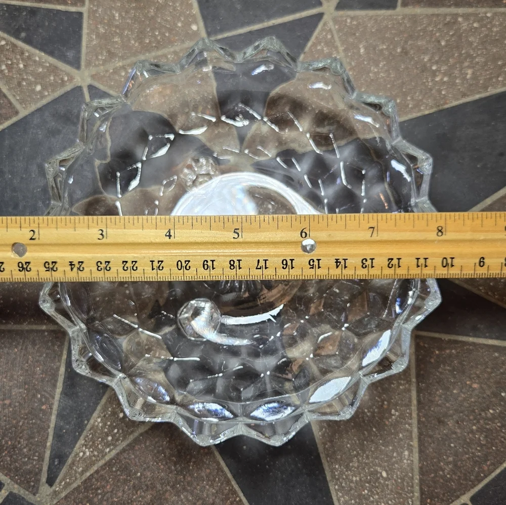Clear Glass Cubist Tri-Footed Bowl